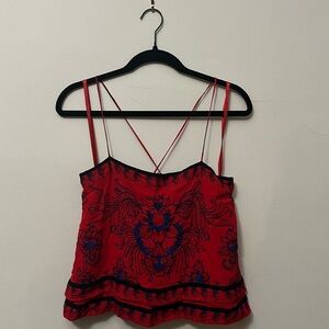 Free People Red and Blue Strappy Top